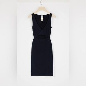 EUC Patou- Wrap Front Cable Knit Dress in Navy Blue. Size S